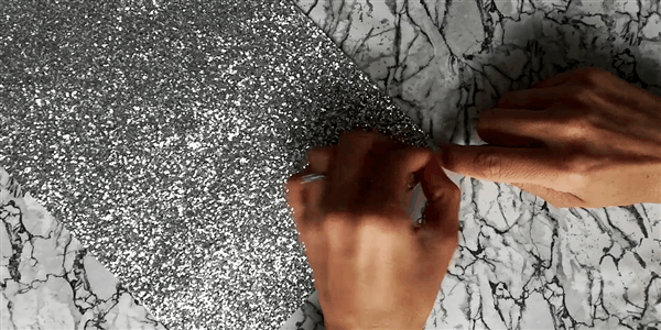 STICKY BACK Glitter Fabric A4 Sheet; Metallic Silver